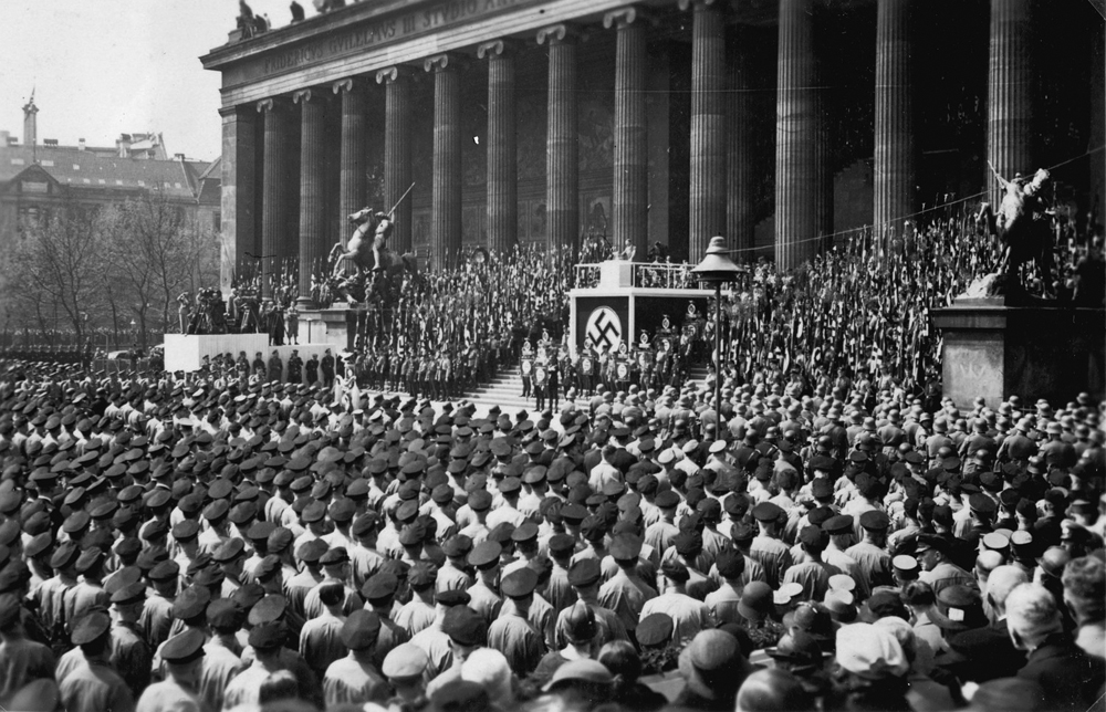 Adolf Hitler gives a speech for May day outside the museum at Lustgarten